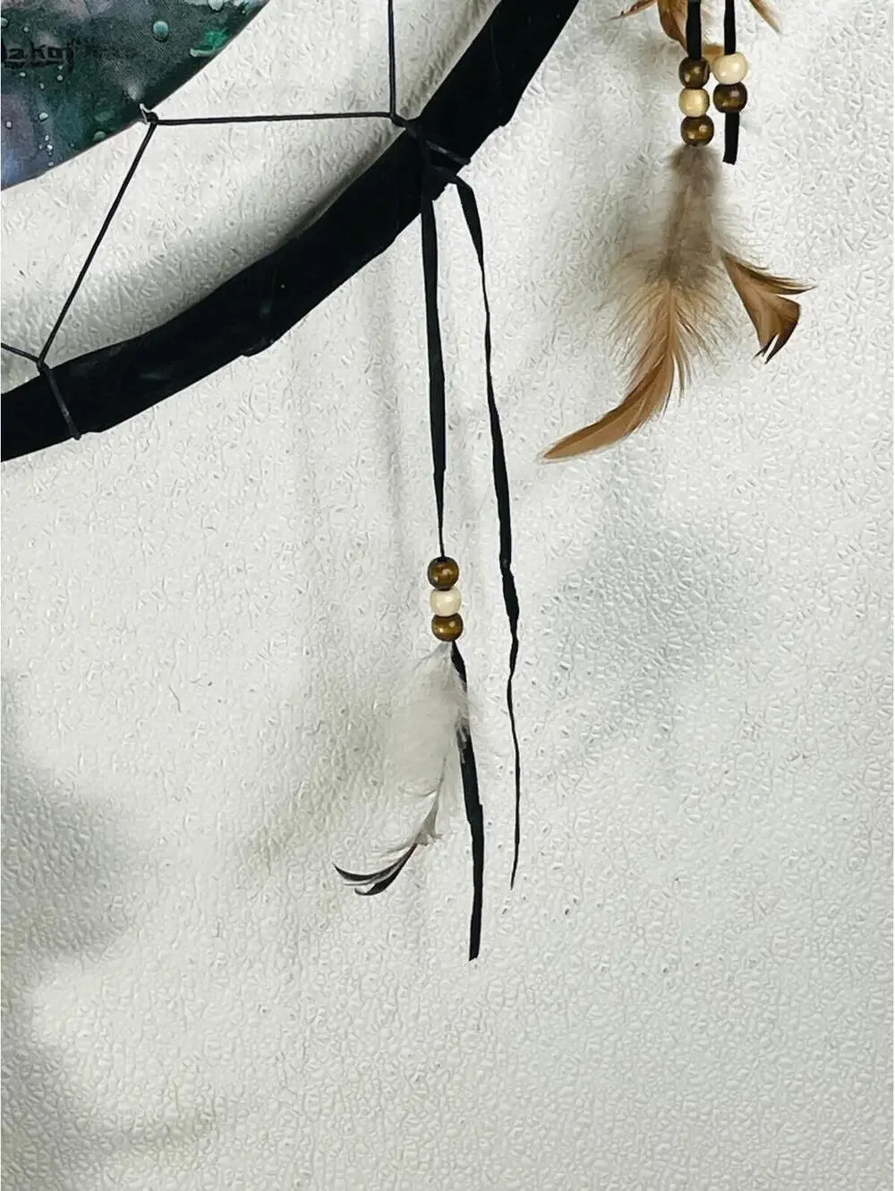 Boho Wolf Dreamcatcher Wall Hanging with Feathers